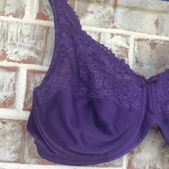 Lilyette Purple Lace Underwire Unlined Bra - Picture 3 of 8